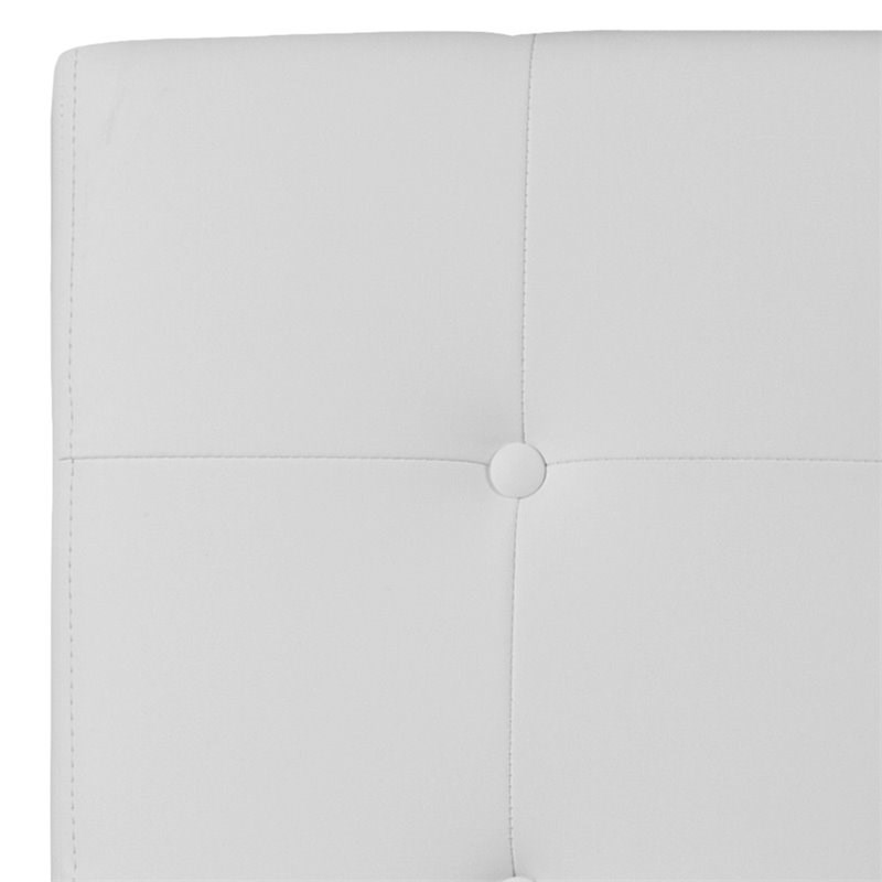 Pemberly Row Faux Leather Tufted Twin Panel Headboard in White