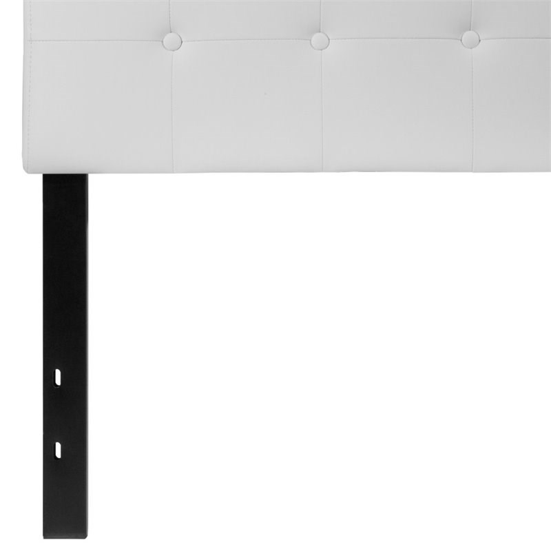 Pemberly Row Faux Leather Tufted Twin Panel Headboard in White