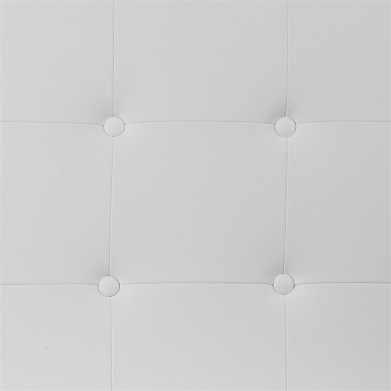 Pemberly Row Faux Leather Tufted Twin Panel Headboard in White