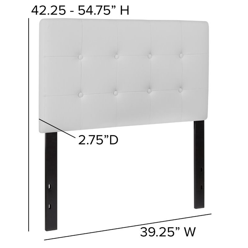 Pemberly Row Faux Leather Tufted Twin Panel Headboard in White