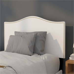 Pemberly Row Contemporary Upholstered Twin Panel Headboard in White