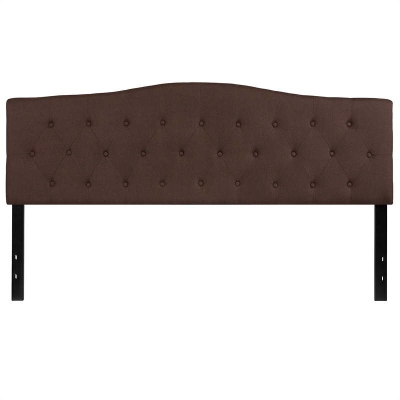 Pemberly Row Contemporary Tufted King Panel Headboard in Dark Brown