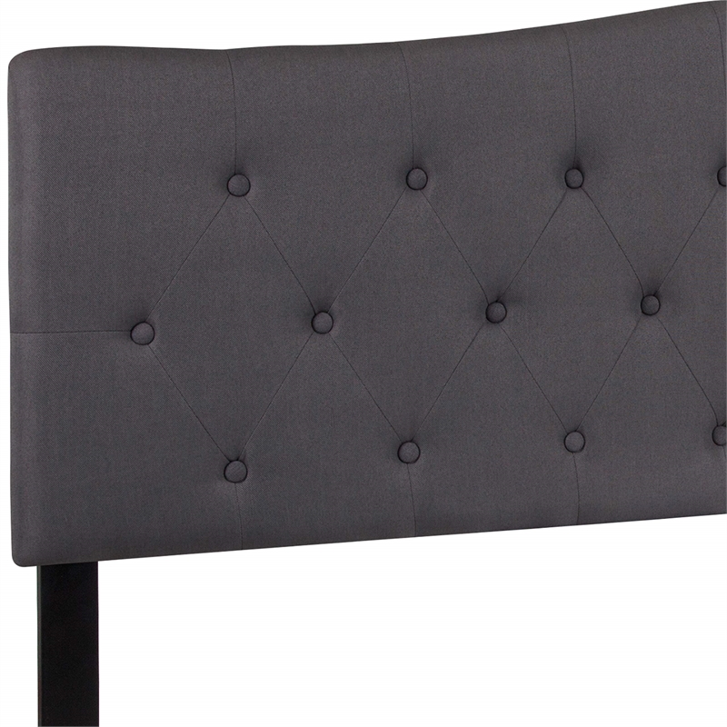 Pemberly Row Contemporary Tufted King Panel Headboard in Dark Gray