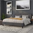 Pemberly Row Contemporary Tufted King Panel Headboard in Dark Gray