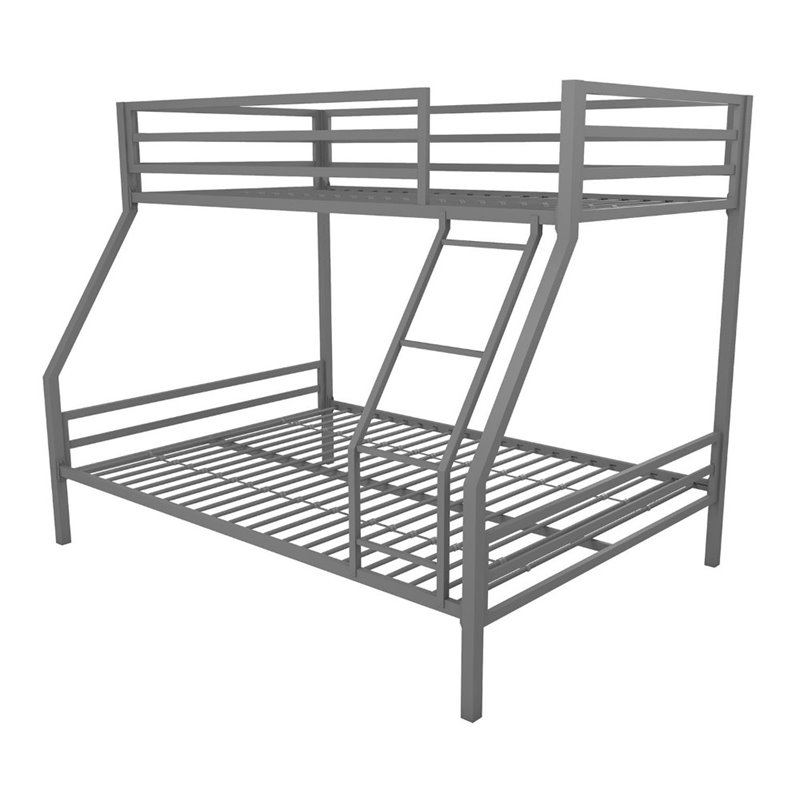 Pemberly Row Contemporary Twin over Full Metal Bunk Bed in Gray