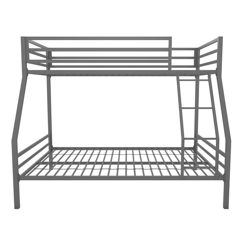 Pemberly Row Contemporary Twin over Full Metal Bunk Bed in Gray