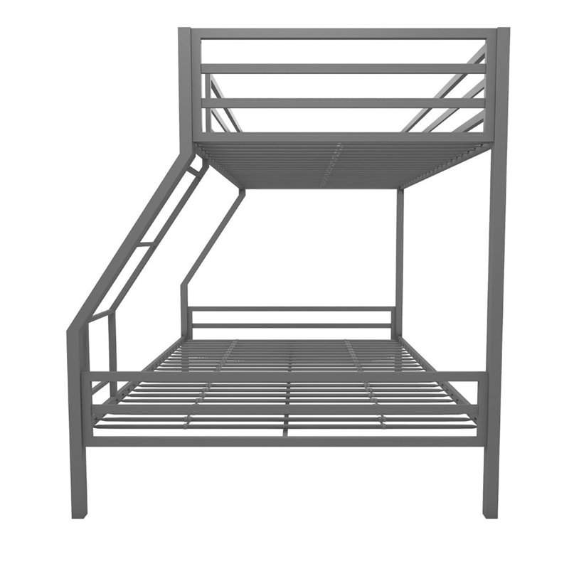 Pemberly Row Contemporary Twin over Full Metal Bunk Bed in Gray