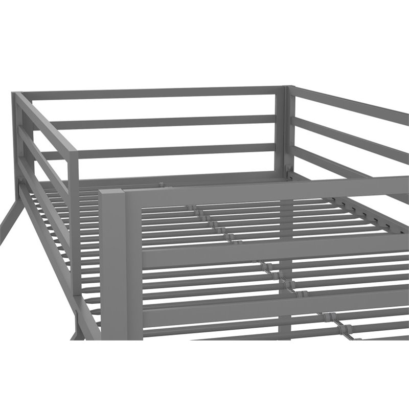 Pemberly Row Contemporary Twin over Full Metal Bunk Bed in Gray