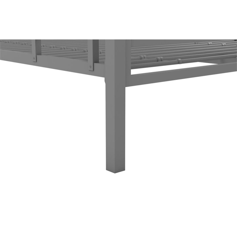 Pemberly Row Contemporary Twin over Full Metal Bunk Bed in Gray