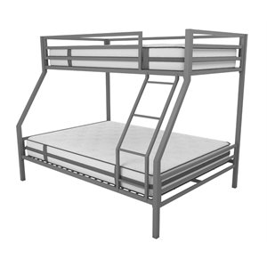 Pemberly Row Contemporary Twin over Full Metal Bunk Bed in Gray