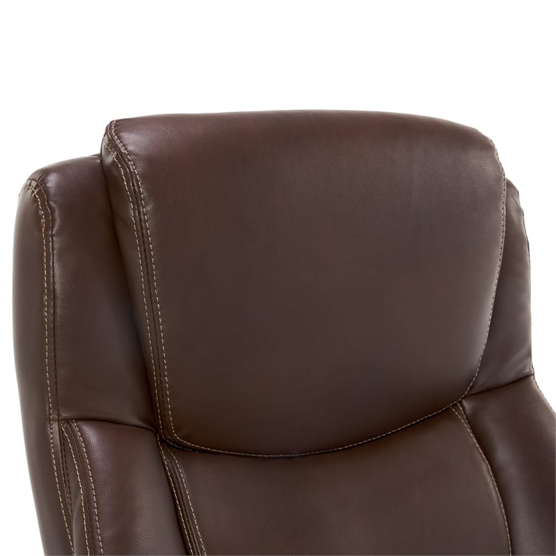 Pemberly Row Faux Leather Executive Office Chair in Chestnut Brown