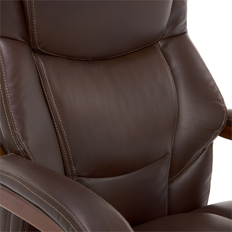Pemberly Row Faux Leather Executive Office Chair in Chestnut Brown