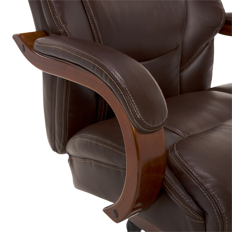 Pemberly Row Faux Leather Executive Office Chair in Chestnut Brown