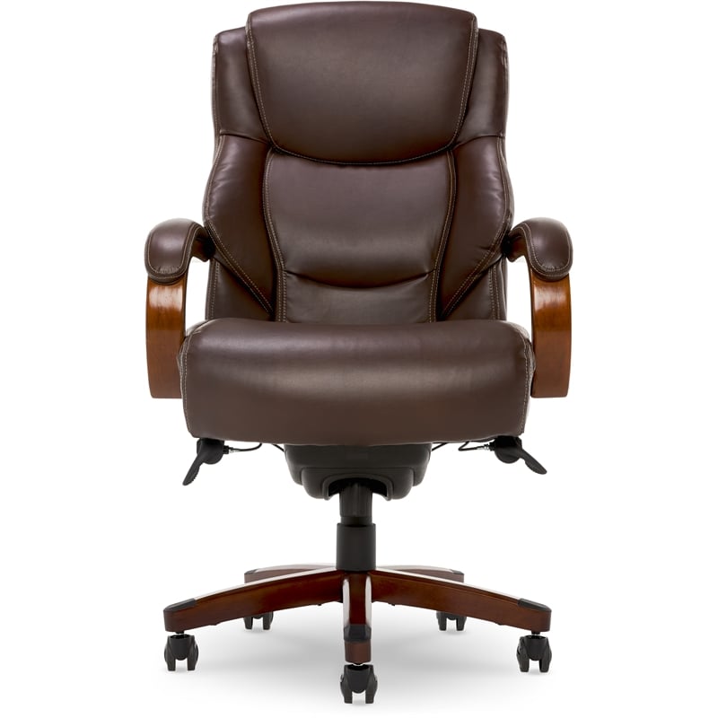 Pemberly Row Faux Leather Executive Office Chair in Chestnut Brown