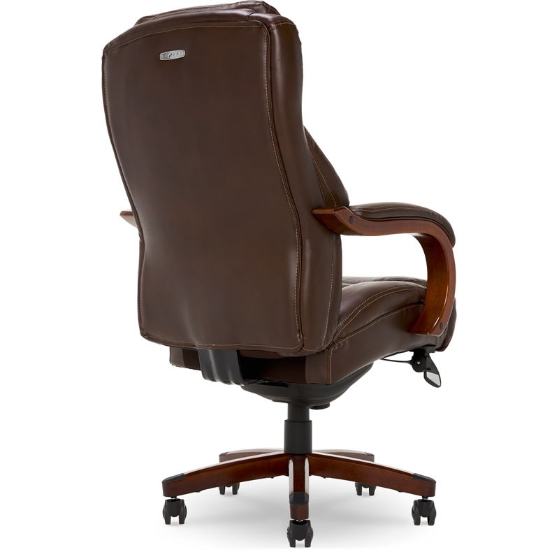 Pemberly Row Faux Leather Executive Office Chair in Chestnut Brown