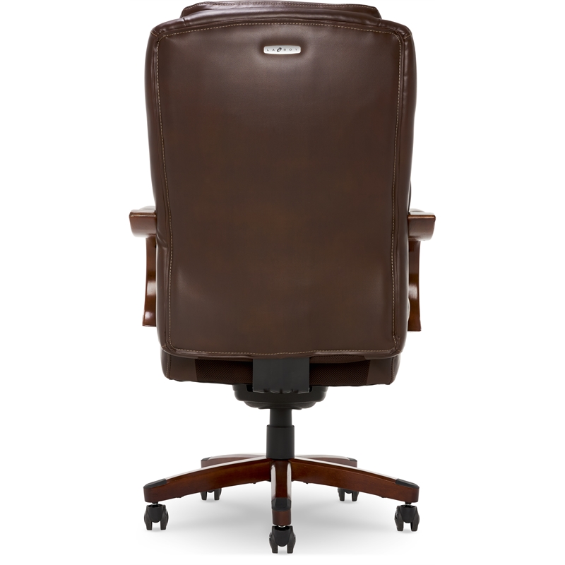 Pemberly Row Faux Leather Executive Office Chair in Chestnut Brown