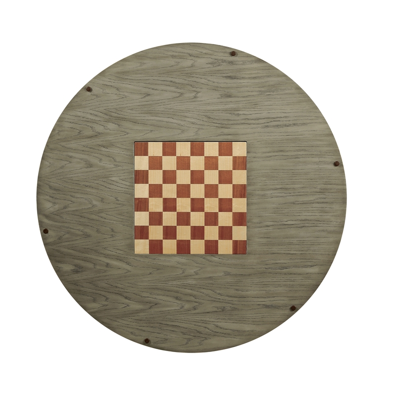 Pemberly Row Contemporary Wood Round Multi-Purpose Gaming Table in Gray