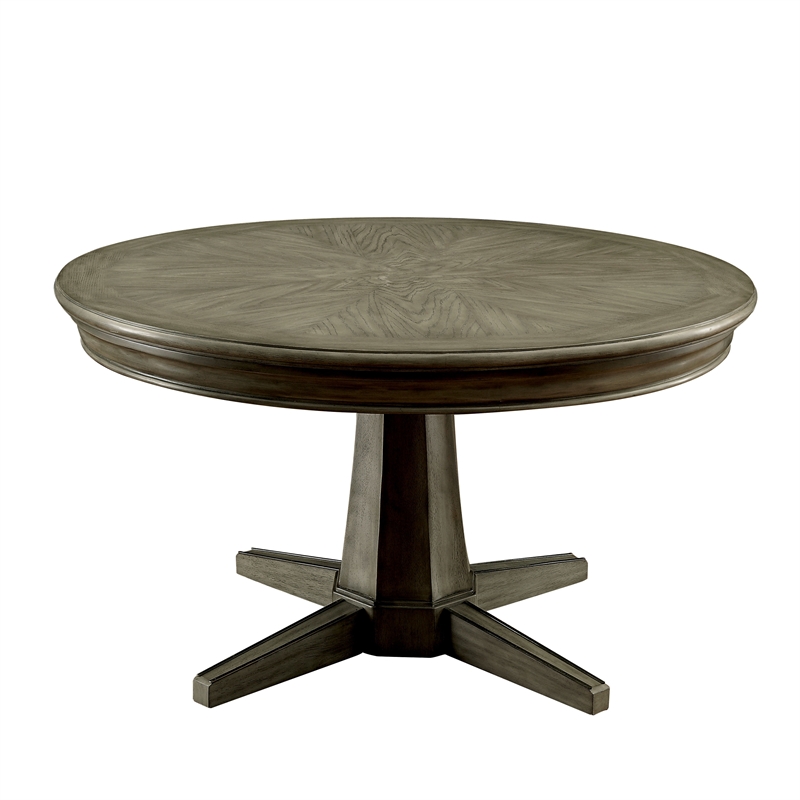 Pemberly Row Contemporary Wood Round Multi-Purpose Gaming Table in Gray