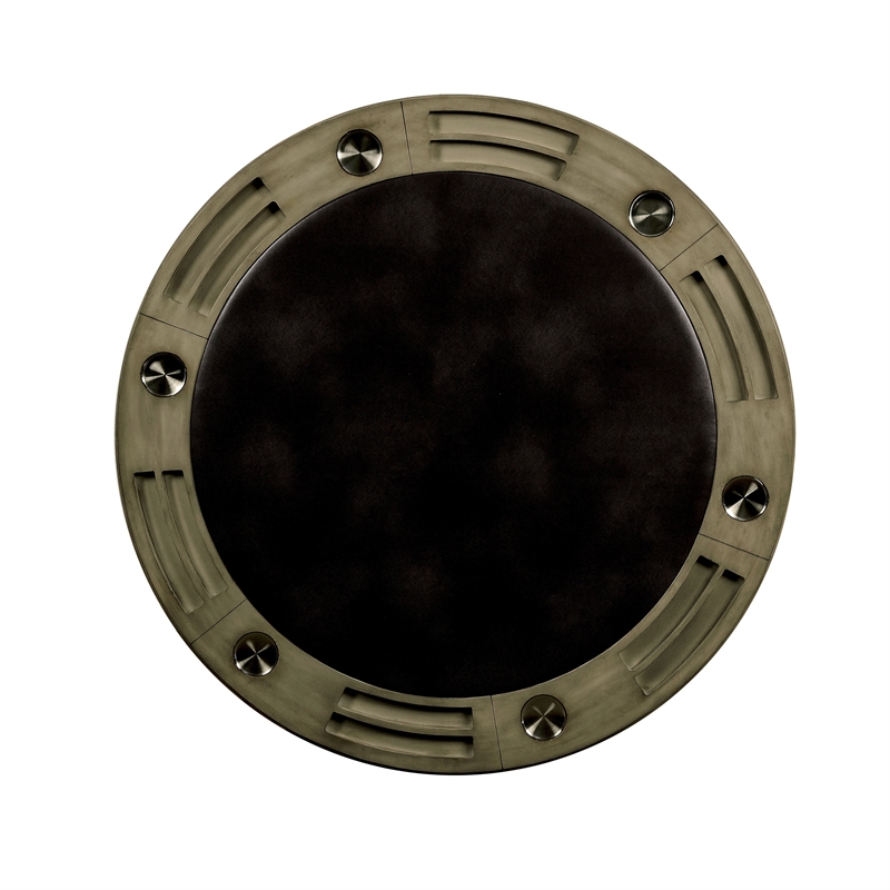 Pemberly Row Contemporary Wood Round Multi-Purpose Gaming Table in Gray