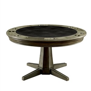 Pemberly Row Contemporary Wood Round Multi-Purpose Gaming Table in Gray