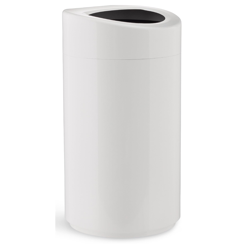 Pemberly Row Contemporary Metal Open Top Receptacle 14 Gallon in White