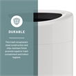 Pemberly Row Contemporary Metal Open Top Receptacle 14 Gallon in White