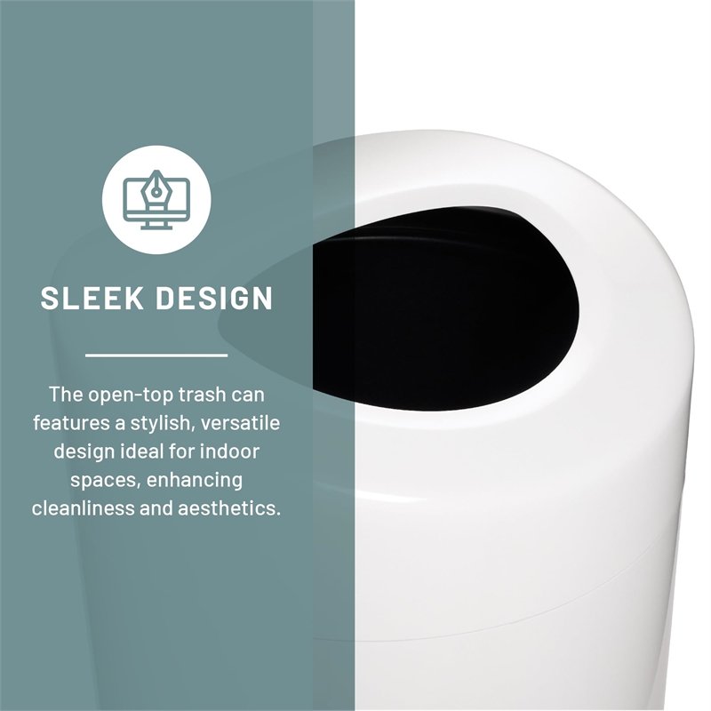 Pemberly Row Contemporary Metal Open Top Receptacle 14 Gallon in White