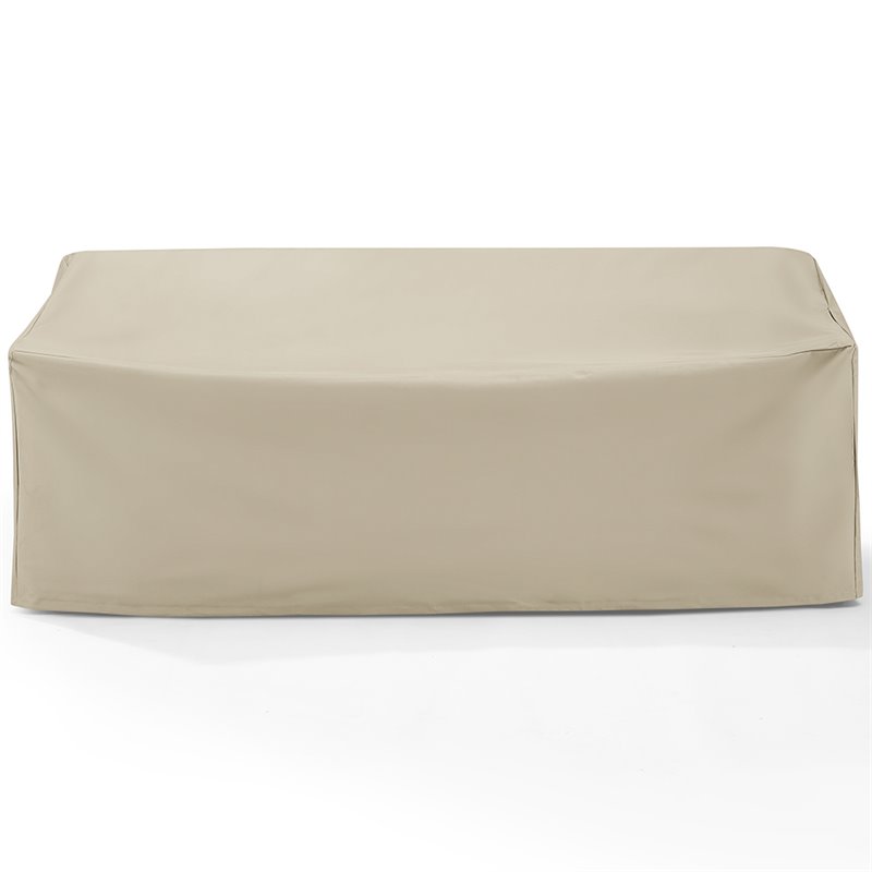 Pemberly Row Contemporary Polyester Outdoor Fabric Sofa Cover in Tan