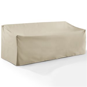 Pemberly Row Contemporary Polyester Outdoor Fabric Sofa Cover in Tan
