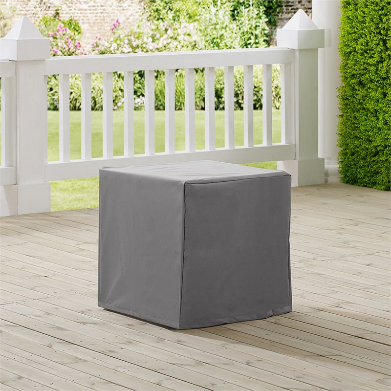 Pemberly Row Contemporary Patio Polyester Fabric End Table Cover in Gray
