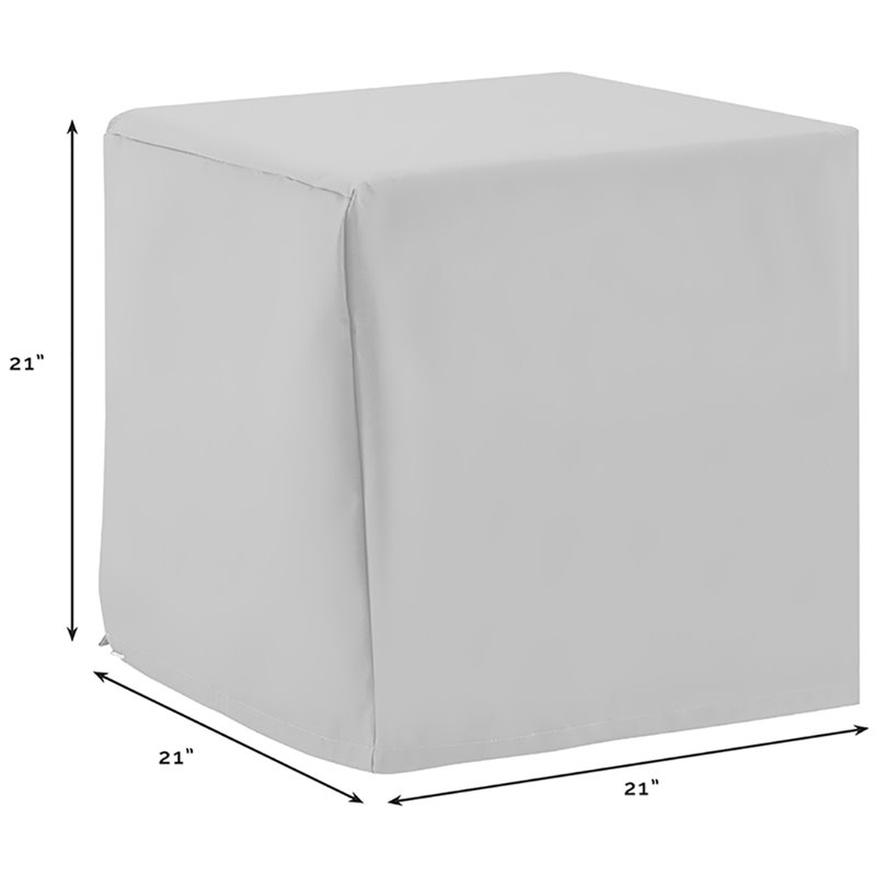 Pemberly Row Contemporary Patio Polyester Fabric End Table Cover in Gray