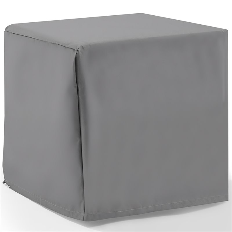 Pemberly Row Contemporary Patio Polyester Fabric End Table Cover in Gray