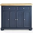 Pemberly Row Contemporary Wood Top Kitchen Island in Navy/Natural