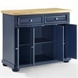Pemberly Row Contemporary Wood Top Kitchen Island in Navy/Natural