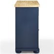Pemberly Row Contemporary Wood Top Kitchen Island in Navy/Natural