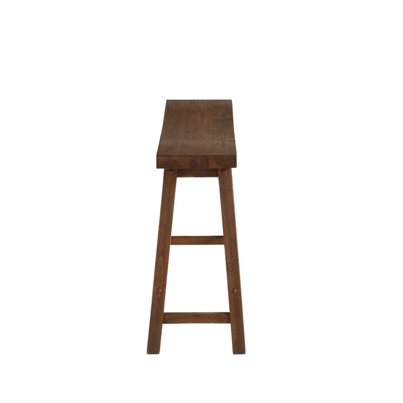 Pemberly Row Wood Backless Bench in Chestnut Wire-Brush Finish