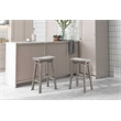 Pemberly Row Wood Saddle Barstool in Storm Gray Wire-Brush Finish