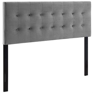 Pemberly Row King Tufted Performance Velvet Headboard in Gray