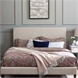 Pemberly Row Full/Queen Upholstered Linen Fabric Headboard in Beige
