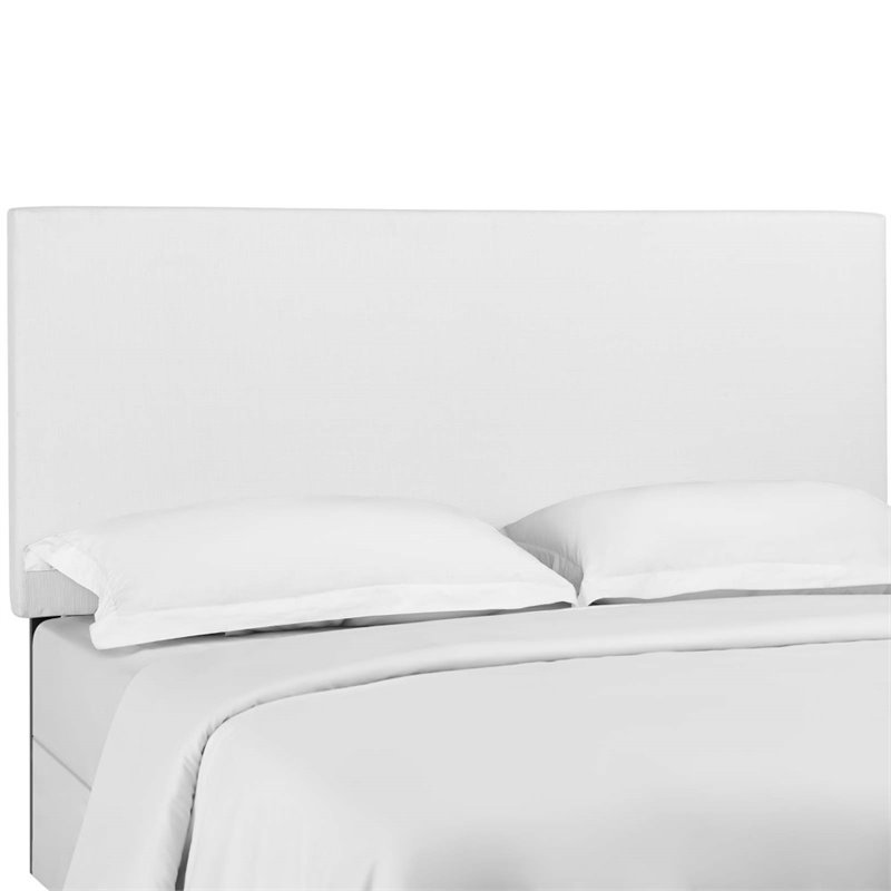 Pemberly Row Full/Queen Upholstered Linen Fabric Headboard in White
