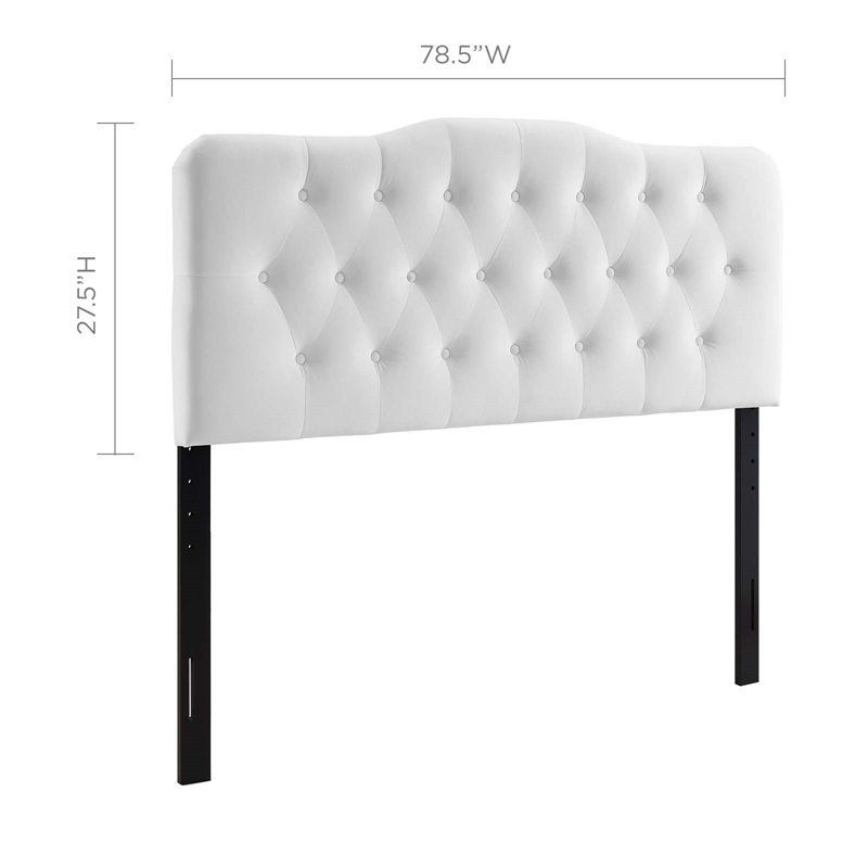 Pemberly Row King Diamond Tufted Performance Velvet Headboard in White