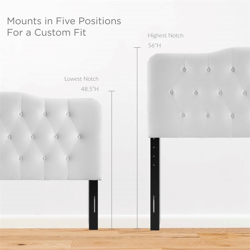 Pemberly Row King Diamond Tufted Performance Velvet Headboard in White