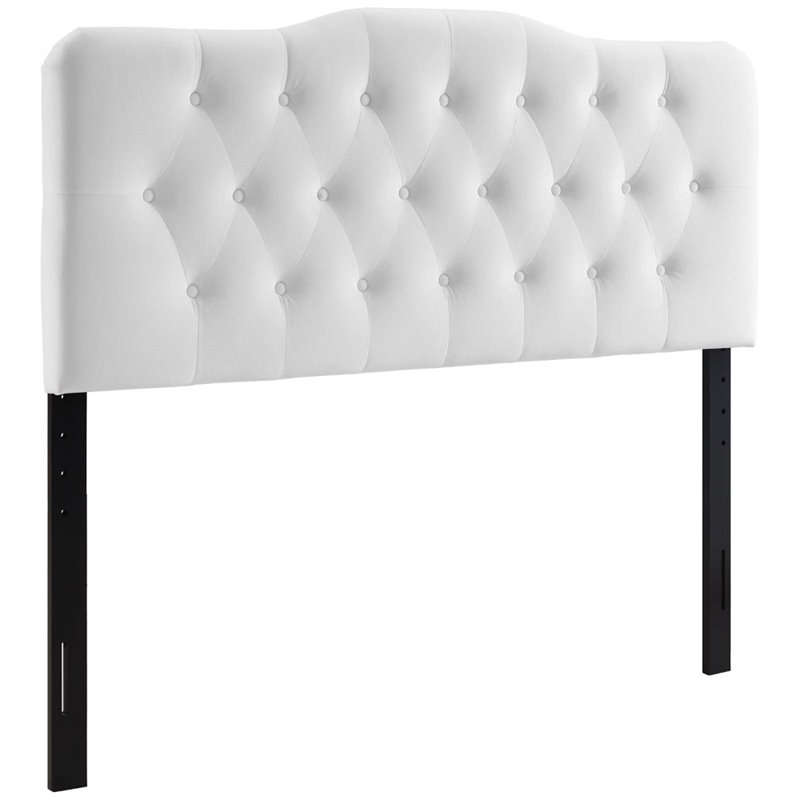 Pemberly Row King Diamond Tufted Performance Velvet Headboard in White