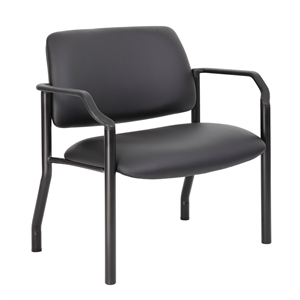 Pemberly Row Contemporary Upholstered Vinyl Guest Chair in Black