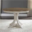 Pemberly Row Farmhouse Reimagined Wood Pedestal Table in Natural