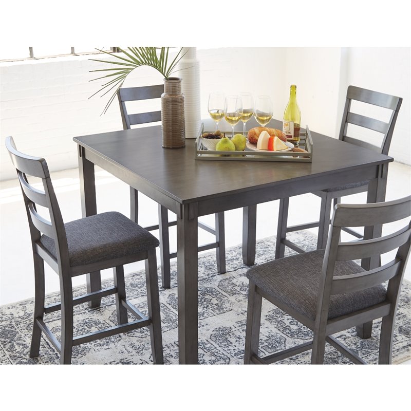 Pemberly Row Contemporary 5 Piece Square Dining Table Set in Gray