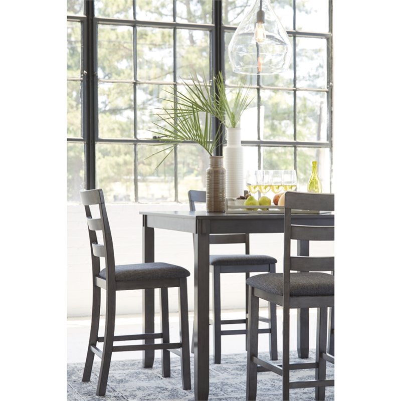 Pemberly Row Contemporary 5 Piece Square Dining Table Set in Gray