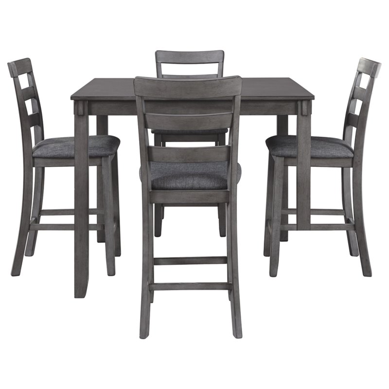 Pemberly Row Contemporary 5 Piece Square Dining Table Set in Gray