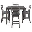 Pemberly Row Contemporary 5 Piece Square Dining Table Set in Gray