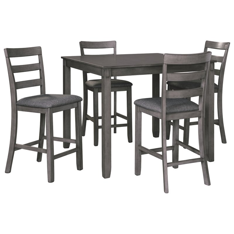 Pemberly Row Contemporary 5 Piece Square Dining Table Set in Gray